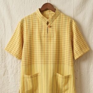 เสื้อผ้าทอป่าละอูคอจีน สีเหลืองอุ่น