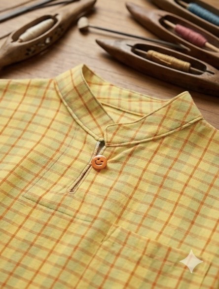 เสื้อผ้าทอป่าละอูคอจีน สีเหลืองอุ่น เสื้อผ้าทอป่าละอูคอจีน สีเหลืองอุ่น